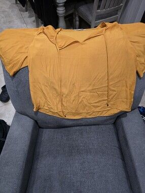 Rose & Olive Mustard Tie-Front Crop Top